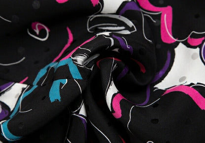 EMPORIO ARMANI Silk Floral Print Short Blouse Black Size 40