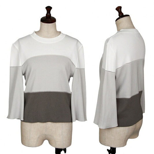 EMPORIO ARMANI Panel Border Flare Knit White/Gray Size 42
