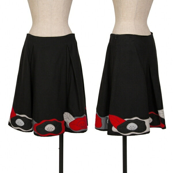 EMPORIO ARMANI Wool Felt Flower Patch Skirt Black Size 38