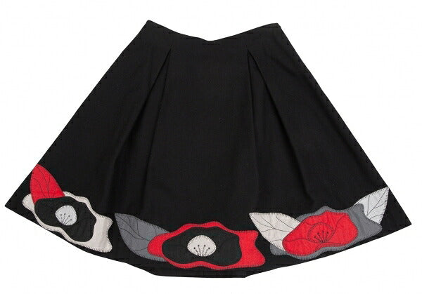 EMPORIO ARMANI Wool Felt Flower Patch Skirt Black Size 38