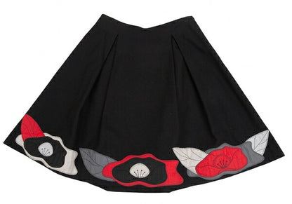 EMPORIO ARMANI Wool Felt Flower Patch Skirt Black Size 38