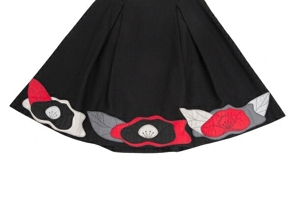 EMPORIO ARMANI Wool Felt Flower Patch Skirt Black Size 38