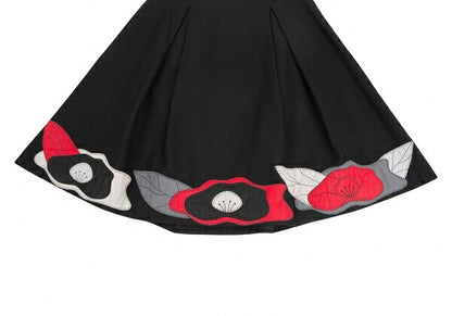 EMPORIO ARMANI Wool Felt Flower Patch Skirt Black Size 38