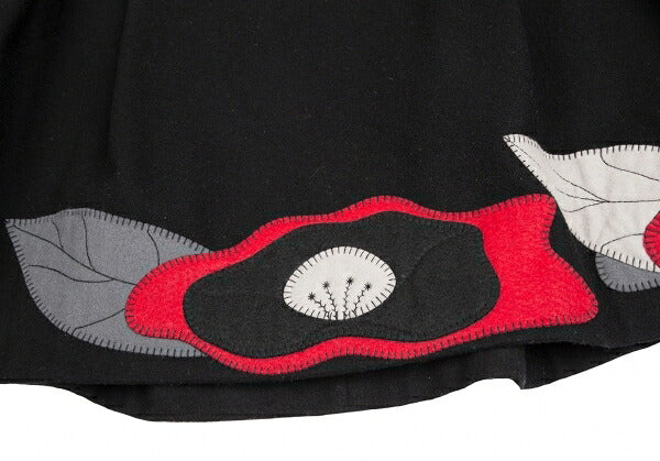 EMPORIO ARMANI Wool Felt Flower Patch Skirt Black Size 38