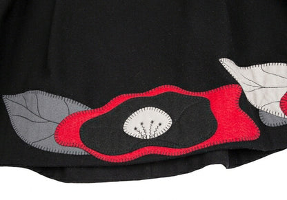 EMPORIO ARMANI Wool Felt Flower Patch Skirt Black Size 38