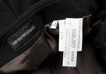 EMPORIO ARMANI Wool Felt Flower Patch Skirt Black Size 38