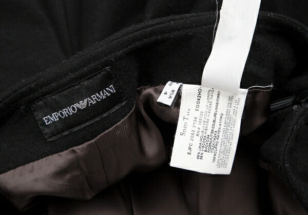 EMPORIO ARMANI Wool Felt Flower Patch Skirt Black Size 38