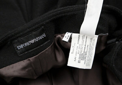 EMPORIO ARMANI Wool Felt Flower Patch Skirt Black Size 38