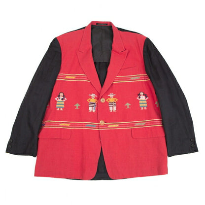 Yohji Yamamoto POUR HOMME Ethnic Red Black Jacket Size M