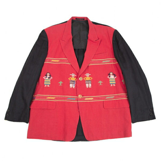 Yohji Yamamoto POUR HOMME Ethnic Red Black Jacket Size M