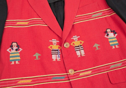 Yohji Yamamoto POUR HOMME Ethnic Red Black Jacket Size M