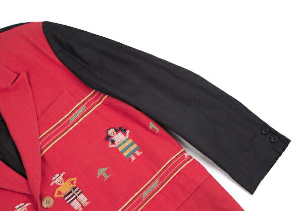 Yohji Yamamoto POUR HOMME Ethnic Red Black Jacket Size M
