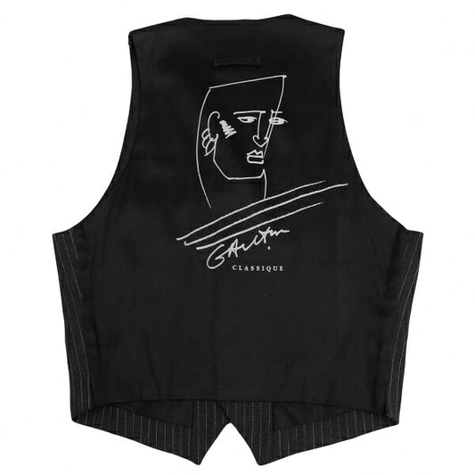 Jean Paul GAULTIER CLASSIQUE Back Gilet Charcoal Size E48