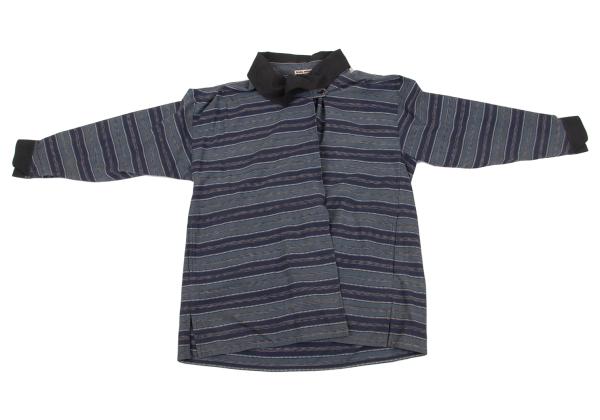 ISSEY MIYAKE Cotton Jacquard Border Shirt Blue Size 9