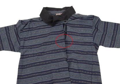 ISSEY MIYAKE Cotton Jacquard Border Shirt Blue Size 9