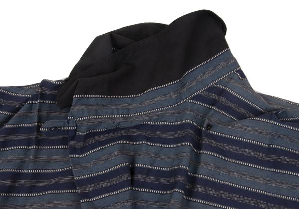 ISSEY MIYAKE Cotton Jacquard Border Shirt Blue Size 9