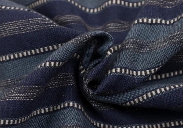 ISSEY MIYAKE Cotton Jacquard Border Shirt Blue Size 9
