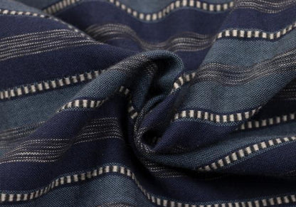 ISSEY MIYAKE Cotton Jacquard Border Shirt Blue Size 9