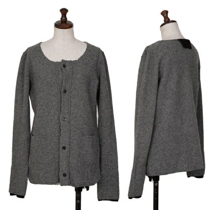 Y's Wool Knit Collarless Jacket Dark Gray Size 2