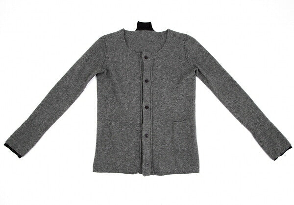 Y's Wool Knit Collarless Jacket Dark Gray Size 2