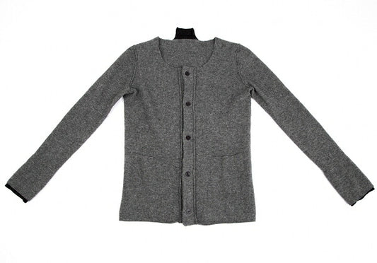 Y's Wool Knit Collarless Jacket Dark Gray Size 2