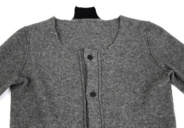 Y's Wool Knit Collarless Jacket Dark Gray Size 2