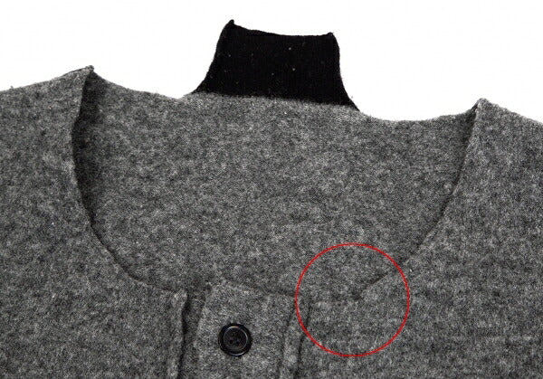 Y's Wool Knit Collarless Jacket Dark Gray Size 2