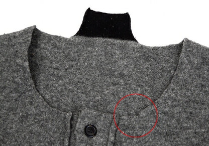 Y's Wool Knit Collarless Jacket Dark Gray Size 2