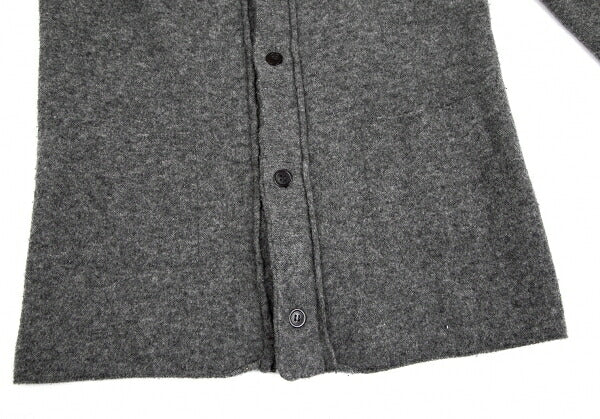 Y's Wool Knit Collarless Jacket Dark Gray Size 2