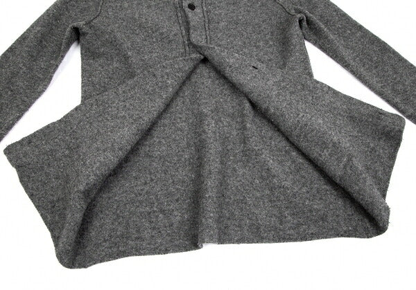Y's Wool Knit Collarless Jacket Dark Gray Size 2