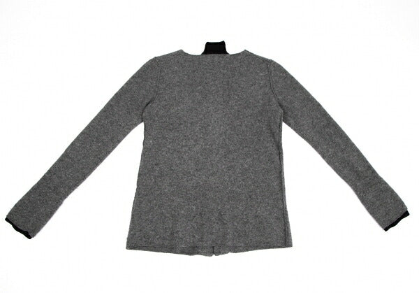 Y's Wool Knit Collarless Jacket Dark Gray Size 2