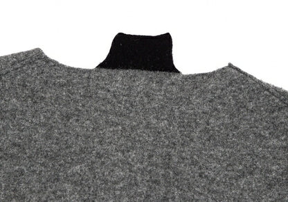 Y's Wool Knit Collarless Jacket Dark Gray Size 2