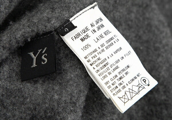 Y's Wool Knit Collarless Jacket Dark Gray Size 2