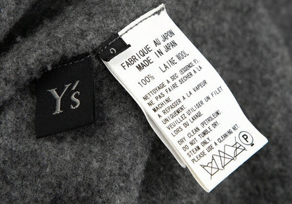 Y's Wool Knit Collarless Jacket Dark Gray Size 2