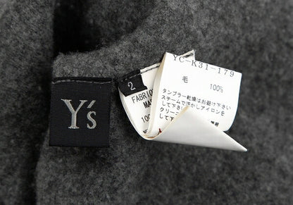 Y's Wool Knit Collarless Jacket Dark Gray Size 2