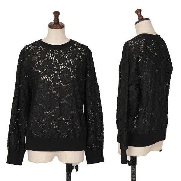 Y's PINK Nylon Cotton Lace Back Zip Blouse Black Size 2