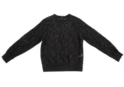 Y's PINK Nylon Cotton Lace Back Zip Blouse Black Size 2