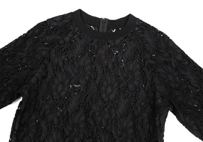 Y's PINK Nylon Cotton Lace Back Zip Blouse Black Size 2