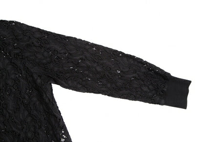 Y's PINK Nylon Cotton Lace Back Zip Blouse Black Size 2
