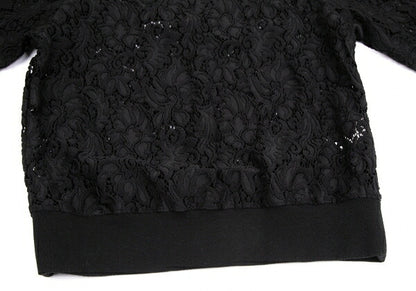 Y's PINK Nylon Cotton Lace Back Zip Blouse Black Size 2