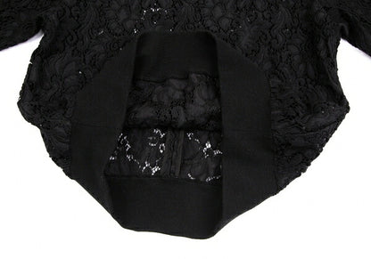 Y's PINK Nylon Cotton Lace Back Zip Blouse Black Size 2
