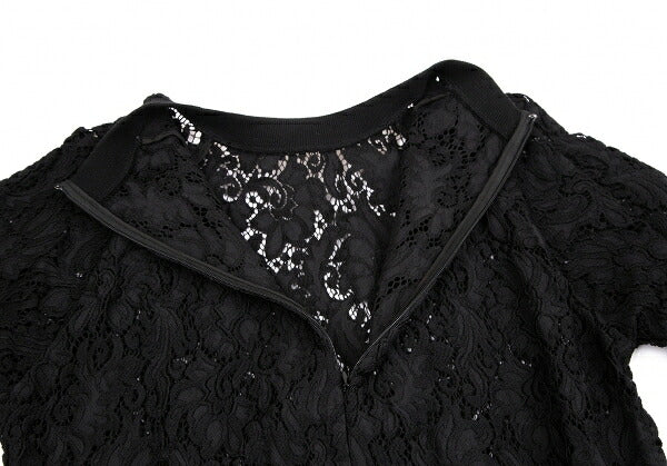 Y's PINK Nylon Cotton Lace Back Zip Blouse Black Size 2
