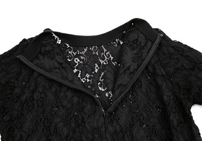 Y's PINK Nylon Cotton Lace Back Zip Blouse Black Size 2