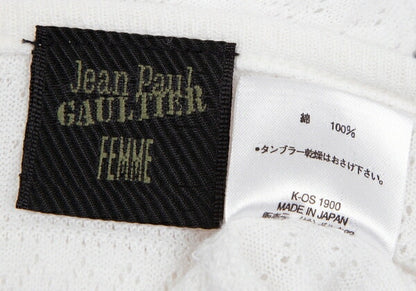 Jean Paul GAULTIER FEMME Cotton Logo T-Shirt White Size M