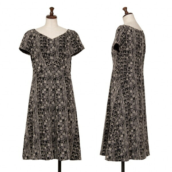 Sybilla Wool Blend Block Embroidered Midi Dress Black Size L