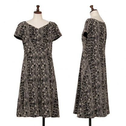 Sybilla Wool Blend Block Embroidered Midi Dress Black Size L