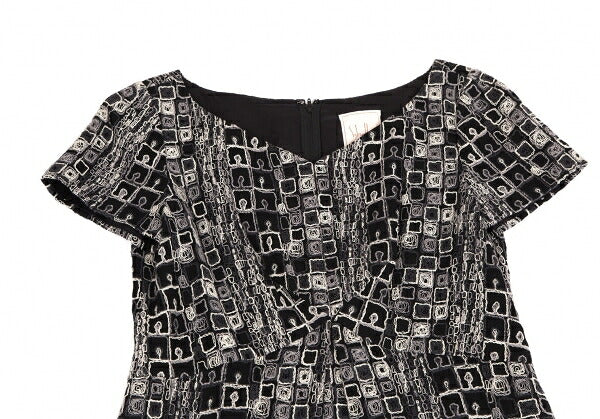 Sybilla Wool Blend Block Embroidered Midi Dress Black Size L