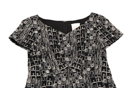 Sybilla Wool Blend Block Embroidered Midi Dress Black Size L