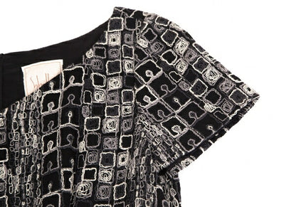 Sybilla Wool Blend Block Embroidered Midi Dress Black Size L