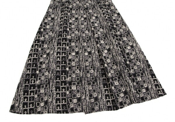 Sybilla Wool Blend Block Embroidered Midi Dress Black Size L